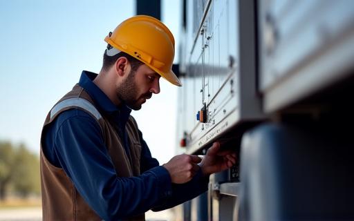 Técnico diagnosticando un tag IAVE en un vehículo comercial